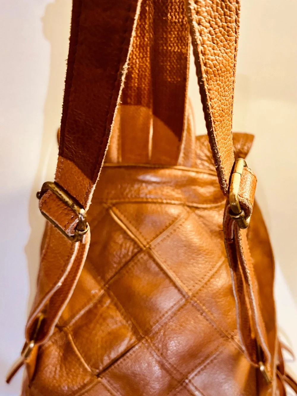 VTG Genuine Leather Boho Fringe Women’s Western Drawstring Backpack Rucksack